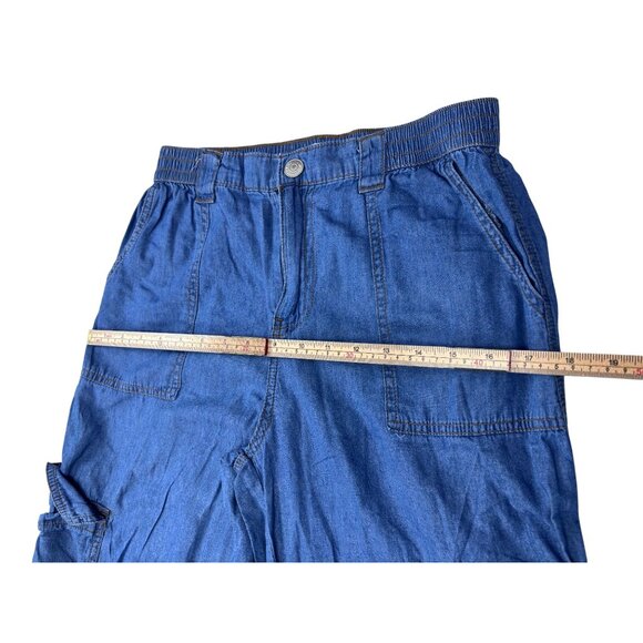 Almost Famous Blue Cargo Denim Pants Size M - Picture 9 of 11